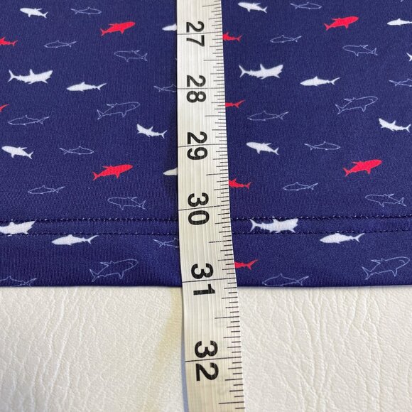 Rhoback Golf Polo Shirt Men's XL All Over Shark Print Navy Blue AOP Performance - Picture 11 of 11